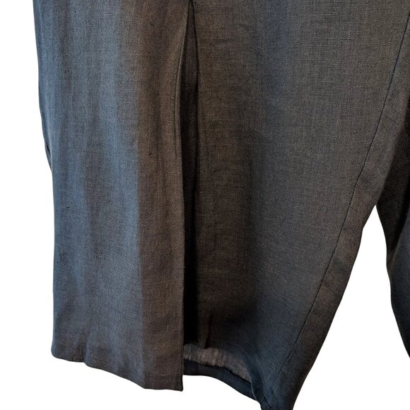 Pure Venice Women Sz M Blue 100% Linen Elastic Waist Pockets Wide Leg Crop Pants - Picture 4 of 7